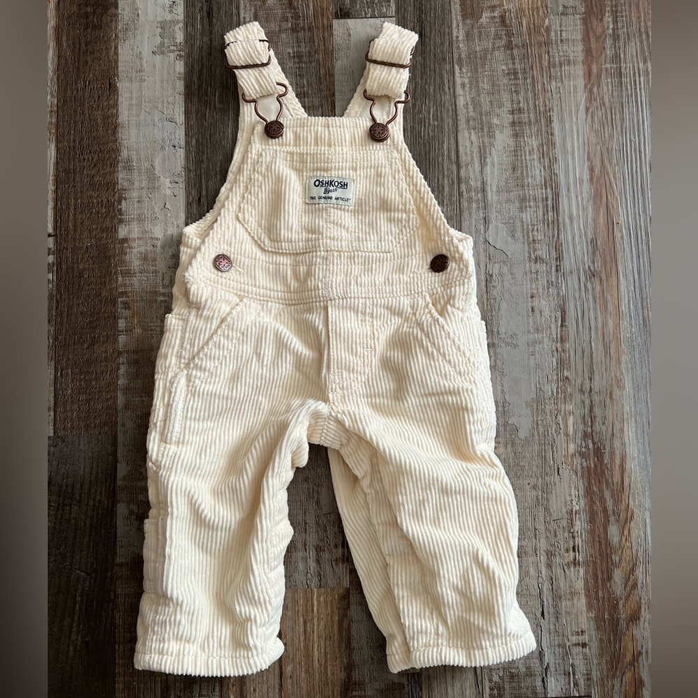 Oshkosh B’gosh baby overalls, cream colored, size 3m